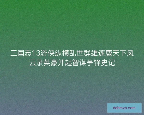 三国志13游侠纵横乱世群雄逐鹿天下风云录英豪并起智谋争锋史记